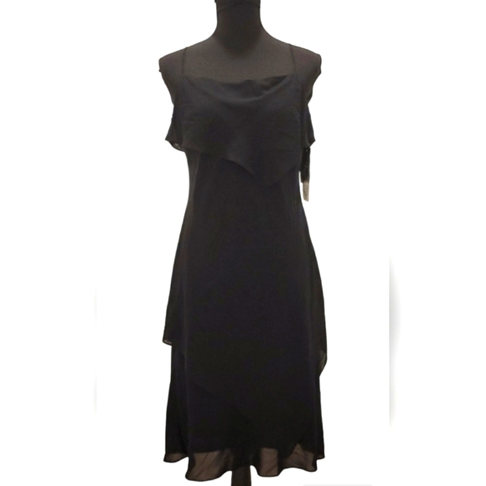 SL Fashions Sheer Layered Tier Spaghetti Strap Midi Dress - Picture 8 of 8